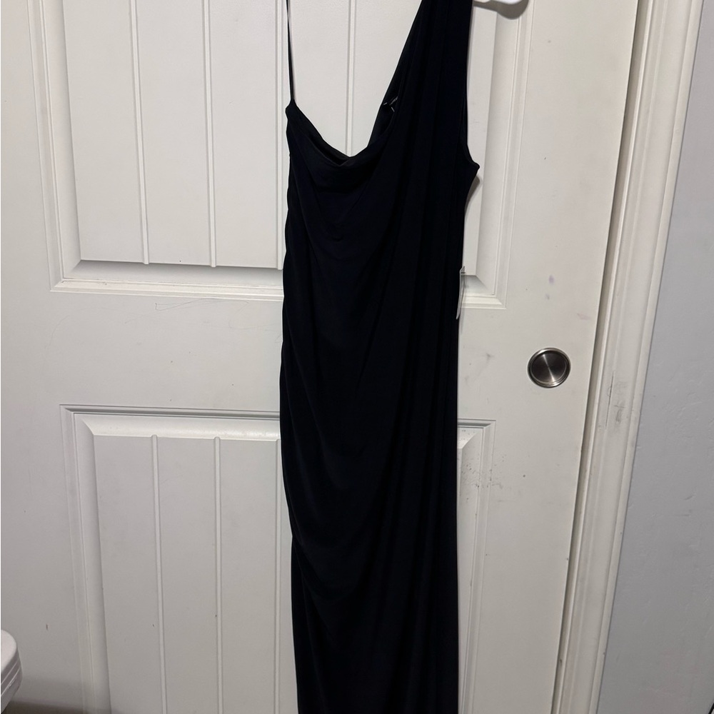 Express Black One-Shoulder Draped Evening Dress